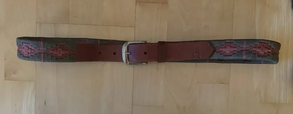 handmade Argentinian polo belt Brown Leather Embroidered 38